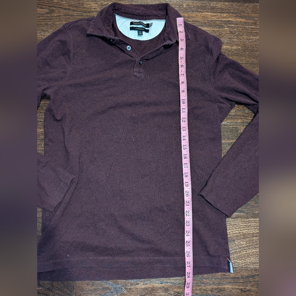 Banana Republic Performance Pique Polo Long Sleeves Deep Red - Picture 7 of 7